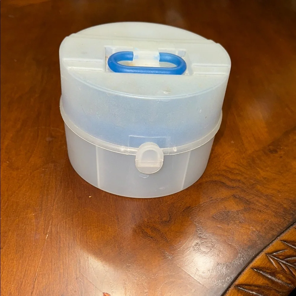 Round White and Blue Storage Organizer